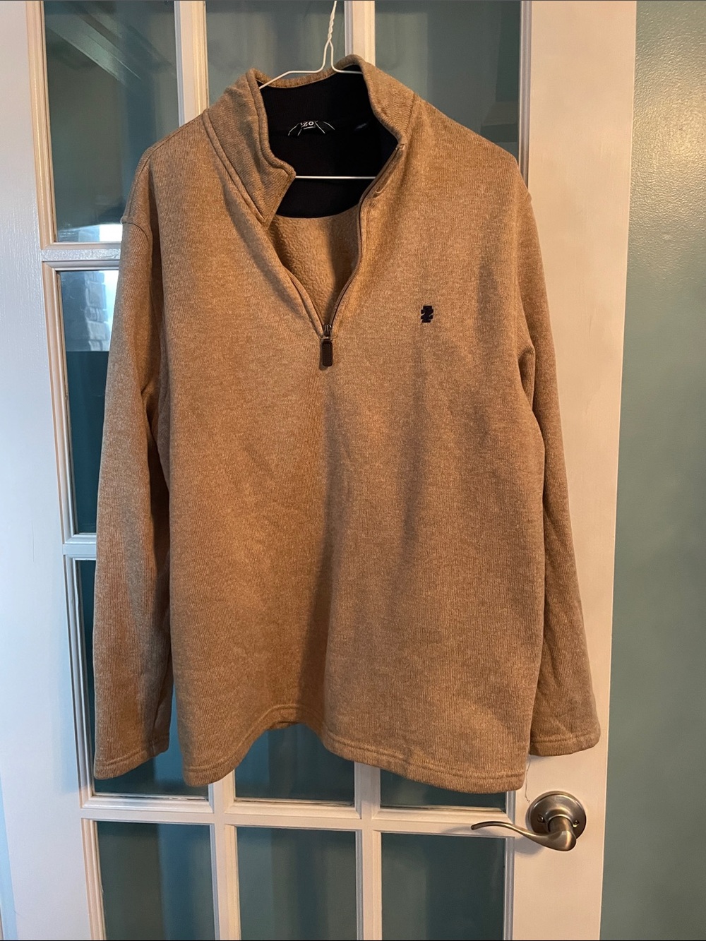 Izod Men's Tan Quarter-Zip Sweater Pullover